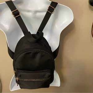 Nylon Lightweight Black Backpack With Gold tone Hardware- Like New!